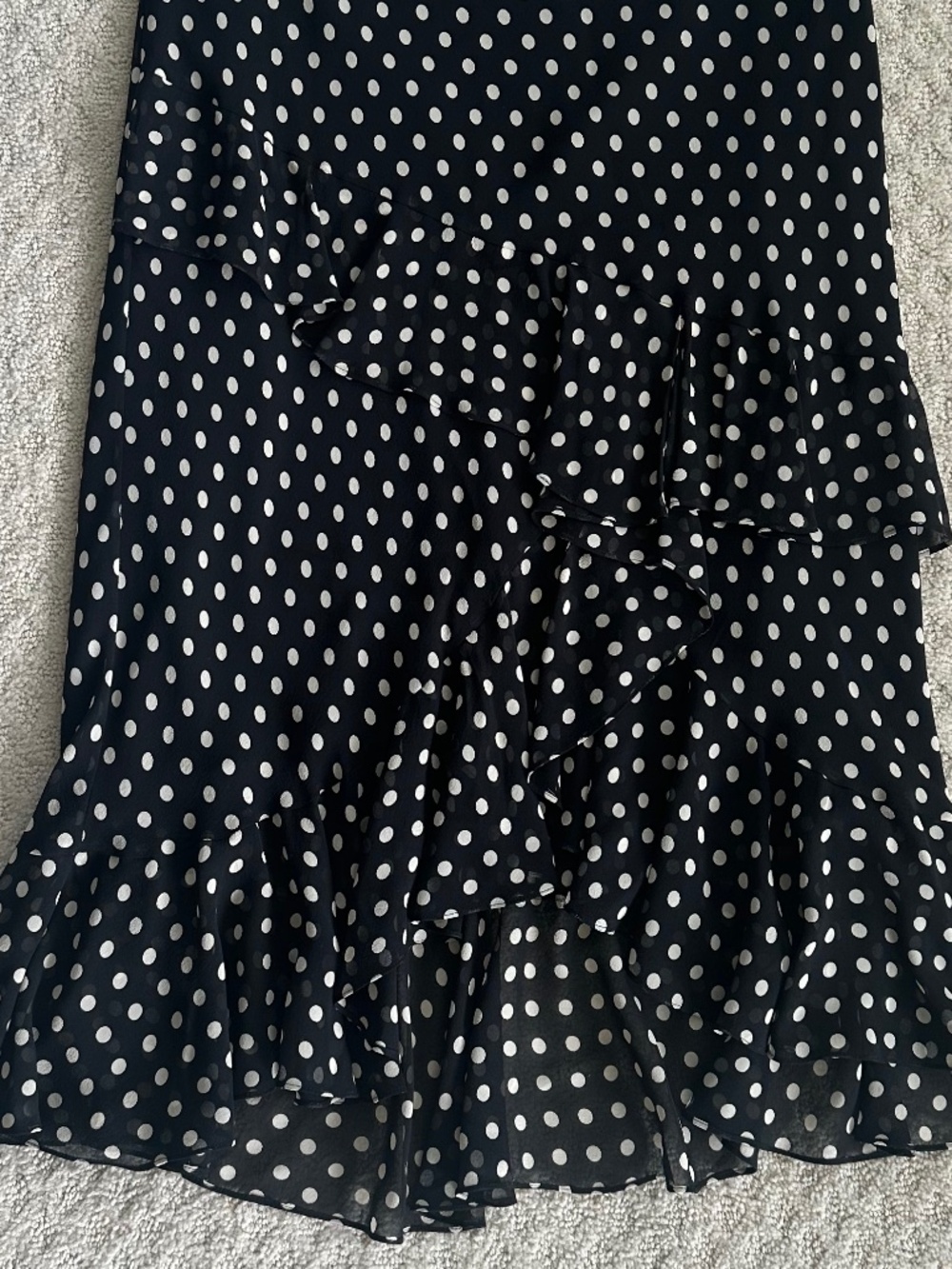 Lauren Ralph Lauren Polka Dot Asymmetric Ruffled Silk Skirt 12 Tiered Classic - Picture 3 of 9